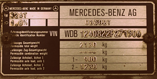 VIN kód Mercedesu